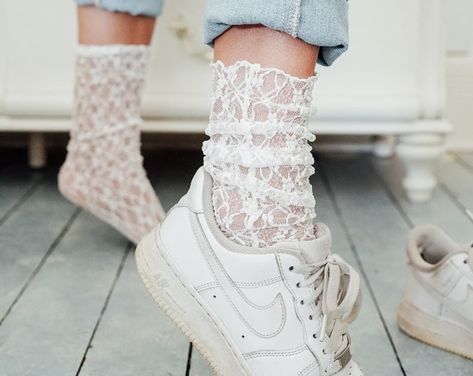 Tulle Ruffle Socks, Sheer Tulle Socks, Bell Socks, Ankle Bell Lace Socks Women, White Designer Socks, Black Powdery Socks - Etsy Lace Socks Outfit, Sheer Socks Outfit, Socks Outfit Sneakers, Fishnet Ankle Socks, Flower Socks, Vintage Socks, Trendy Socks, Prom Outfit, Green Socks