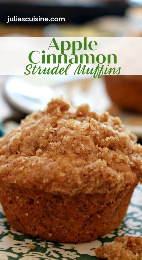 Apple Cinnamon Strudel Muffins Apple Muffins With Fresh Apples, Apple Cinnamon Strudel, Apple Strudel Muffins, Cinnamon Crunch Topping, Cinnamon Strudel, Strudel Muffins, Apple Canning, Xmas Foods, Apple Cinnamon Muffins Recipe