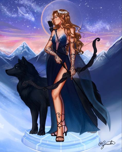 Feyre Book 1 Fanart, Acotar High Lords Meeting, Feyre Archeron Fanart, Goddess Of Hunting, Acotar Characters, The Suriel, Acotar Feyre, Artemis Goddess, Feyre Archeron