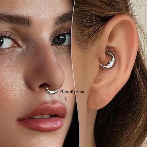 Daith Clicker, Septum Earrings, Daith Earring, Daith Jewelry, Daith Piercing Jewelry, Earring Hoop, Daith Earrings, Moon Face, Daith Piercing