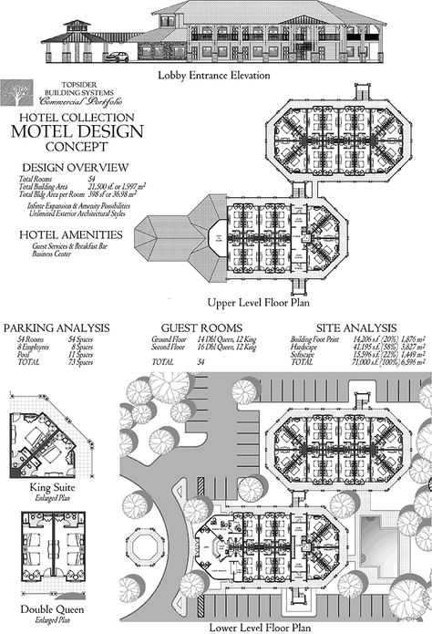 Commercial Collection COMM-Motel-Guest-Rooms-Lobby-Suites-Floor-Plan (21500 sq. ft.) 0 Bedrooms, 0 Baths Floor Plans For Houses, Hotel Lobby Floor Plan, Architect Quotes, Resort Design Plan, Hotel Floor Plan, Hotel Lobby Design, Tree House Diy, Hotel Floor, Mansion Floor Plan