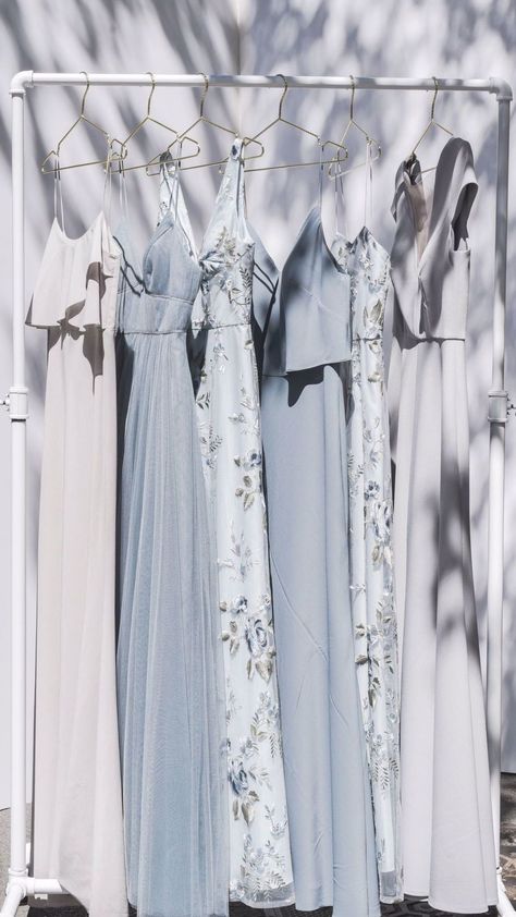 Jenny Yoo Collection, Hues Of Blue, Neck Details, Stem Challenge, Strap Dresses, Jenny Yoo, Soft Tulle, Wedding Goals, Blue And Grey