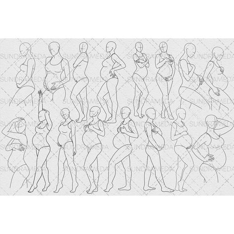 Pregnant Drawing Reference Poses, Pregnant Croquis, Half Body Base Drawing, Family Pose Reference Drawing, Pregnant Pose Reference, Pregnant Poses Drawing, Pregnancy Reference Drawing, Pregnant Couple Drawing, Pregnant Reference Drawing