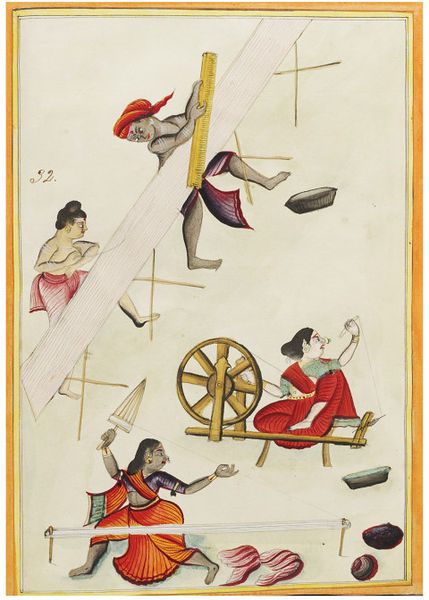 Weavers (Madras) | V&A Company Painting, Inspiring Paintings, Handloom Weaving, Mughal Paintings, School Painting, Indian Painting, History Painting, Om Namah Shivaya, Caricature Drawing