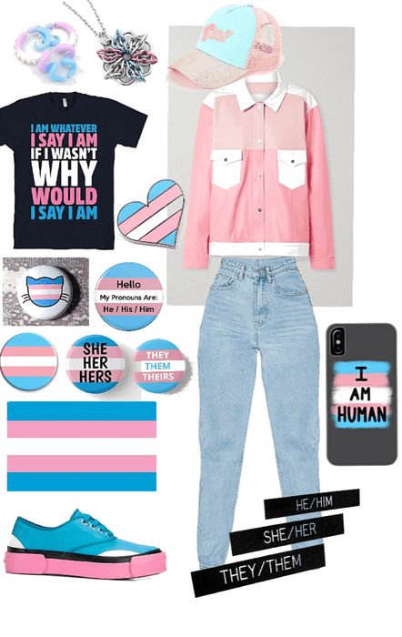 Transgender Pride Outfit | ShopLook Pride Outfit Ideas Men, How To Be More Feminine Tips, Pride Outfit Ideas, Lgbtq Outfit, Trans Outfit, Bi Fashion, Transgender Outfits, Lgbtq Quotes, Pride Art