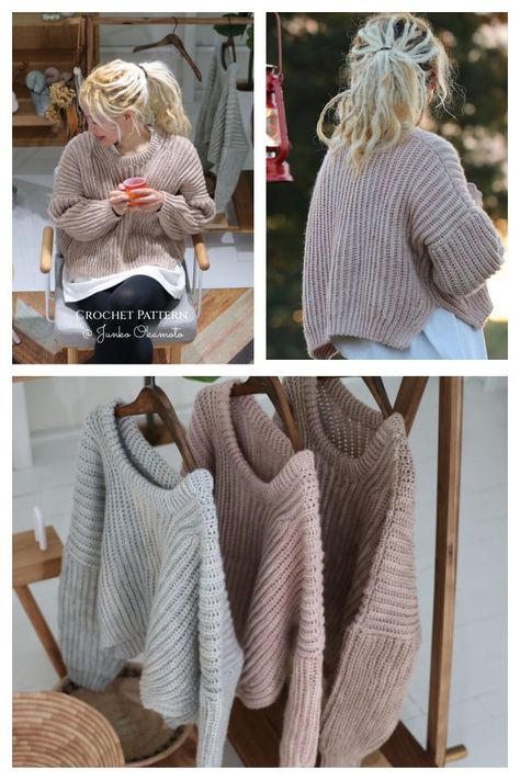 Ogawa Ribbed Pullover Sweater Crochet Pattern Crochet White Sweater Pattern, Crochet Sweater Ideas Pattern, Crochet Fisherman Sweater, Worsted Weight Crochet Patterns, Free Crochet Sweater Pattern, Crochet Pullover Pattern Free, Oversize Sweater Crochet Pattern, Oversized Crochet Sweater Pattern, Free Sweater Pattern