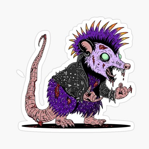 Get my art printed on awesome products. Support me at Redbubble #RBandME: https://www.redbubble.com/i/sticker/Punk-Rock-Possum-Zombie-by-HRSCreates/162976410.JCQM3?asc=u Punk Possum, Punk Art, Punk Music, Decorate Notebook, Coloring Stickers, Eye Catching Colors, Custom Magnets, Punk Rock, Art Shop