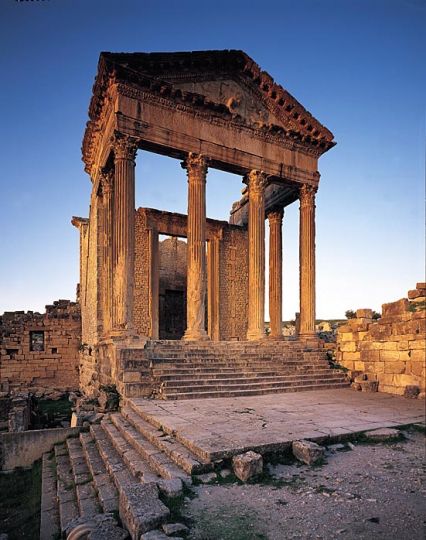 near ancient Carthage, Corinthian order Roman temple at Sbeitla - Tunisia, North Africa Algeria Tourism, Carthage Tunisia, Ancient Carthage, Corinthian Order, Roman Temple, Ancient Roman Architecture, Architecture Antique, Rome Antique, Roman Architecture