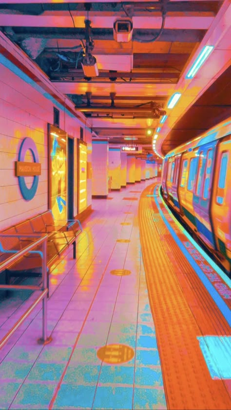 Visuell Identitet, Subway Station, Subway Train, Vaporwave Aesthetic, Neon Aesthetic, Sugar Rush, Retro Futurism, Neon Lights, Retro Aesthetic