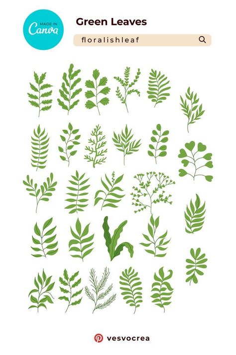 Hand drawn Green Leaves Symbol Object Canva E Canva Nature Elements, Abstract Banana, Jungle Drawing, Fresh Wallpaper, Forest Elements, Palm Leaf Plant, Leaves Texture, Botany Art, Leaf Symbol