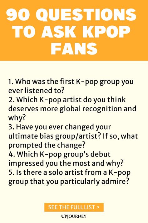 Explore the ultimate list of 90 thought-provoking questions designed for Kpop fans to test their knowledge, fandom dedication, and more! Get your fellow fans together and dive into this fun and engaging questionnaire. Perfect for spicing up gatherings or challenging yourself on your Kpop expertise. Let the games begin with these exciting questions that will have you laughing, debating, and learning more about your favorite music genre. Questions To Ask Kpop Fans, Must Have Apps For Kpop Fans, Kpop Questions To Ask, Kpop This Or That, Kpop Questions, Kpop Games, Work Etiquette, Psychology Terms, Questions To Get To Know Someone