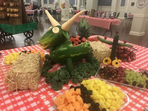 Great for the western theme fruit display! Cowboy Fruit Display, Watermelon Cow, Fruit Trays, Fruit Displays, Fruit Display, Cowboy Theme, Western Theme, Fruit Tray, Fruit Plate