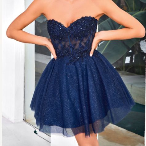 Dark Blue Dresses Short, Flowy Hoco Dresses, Sparkling Skirt, Jadore Dress, Homecoming Dresses Sparkly, School Dance Dresses, Dama Dresses, Sparkle Skirt, Dream Prom