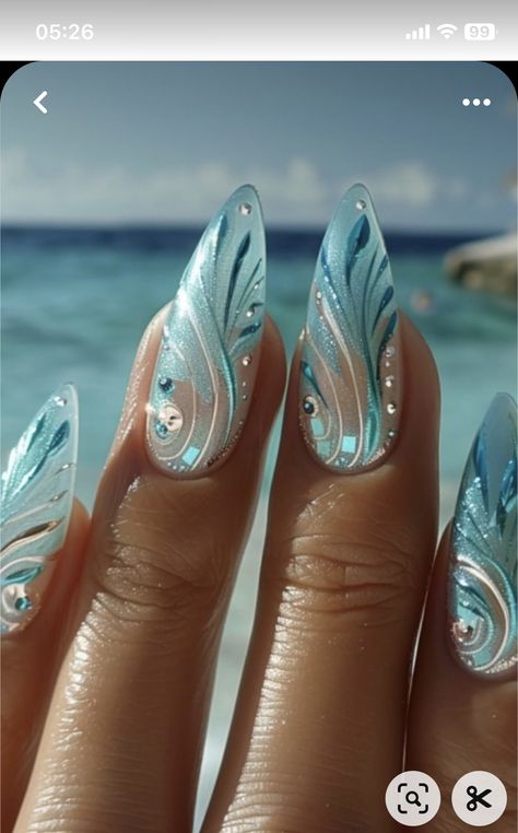 Hot Summer Nails 2024, Summer Nail Art 2024, Glass Nails Designs, Tiffany Nails, Tiffany Color, Cruise Nails, Beachy Nails, August Nails, Turquoise Nails