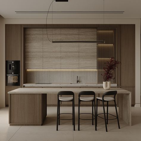 KITCHEN LIVING HALL | QATAR :: Behance Kitchen Restaurant Design, Open Kitchen Design, Pretty Homes, Living Hall, Minimal Kitchen, Modern Luxe, Interior And Exterior Design, Creative Kitchen, Kitchen Images