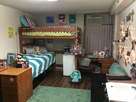 Dorm; University of Iowa Bedframe Diy, Single Dorm Room, Dorm Layout, Dorm Room Necessities, Dorm Room Layouts, Dream Dorm, Dorm Sweet Dorm, Dorm Inspiration, Dorm Room Hacks