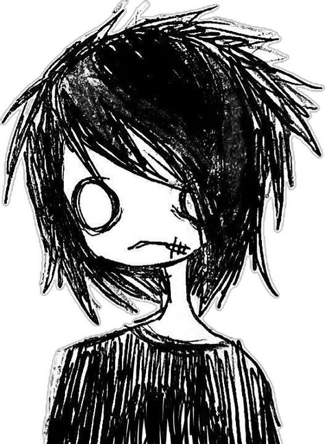 Emo Sketches, Scenemo Art, Emo Boy Drawing, Emo Drawing, Emo Scene Aesthetic, Scene Emo Art, Scene Kid Art, Icons Black And White, Scene Pfp