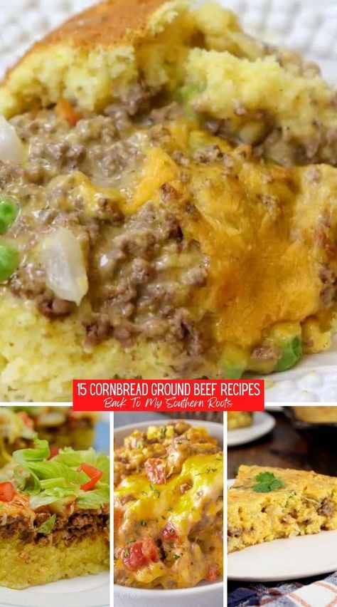 Ground Beef And Cornbread Recipes For Dinner, Beef And Cornbread Recipes, Family Dinner Ideas Ground Beef, Ground Beef And Cornbread Recipes, Easy Weeknight Dinners Ground Beef, Mexican Cornbread With Ground Beef, Cornbread Ground Beef, Dinners With Cornbread, Recipe With Cornbread