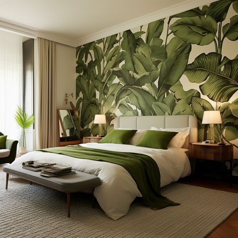 Leafy Wallpapers Room, Green Leafy Wallpaper, Leafy Wallpapers, Wallpapers Room, Zen Ideas, Nice Room, Apartment Stuff, Workout Room, Smart Home Design