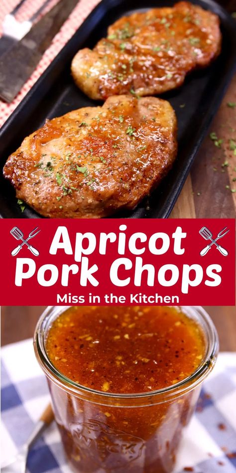 Pork Chop Apricot Glaze, Pork Chop With Apricot Glaze, Sauces For Pork Chops Easy, Apricot Pork Chops Baked, Pork Chop Sauce Easy, Sauce For Grilled Pork Chops, Barbecue Pork Chops Oven, Pork Chop Sauce Recipes, Pork Chops Sauce