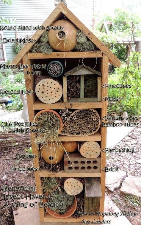 Bee Houses, Bee Hotel, Bug Hotel, Mason Bees, Insect Hotel, Garden Insects, Bee Garden, Wildlife Gardening, School Garden