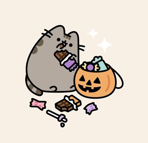 Pusheen Cat Halloween, Pusheen Autumn, Cute Halloween Icons, Halloween Pusheen, Pusheen Halloween, Cute Halloween Pictures, Pusheen Collection, Cute Halloween Drawings, Happy Holloween