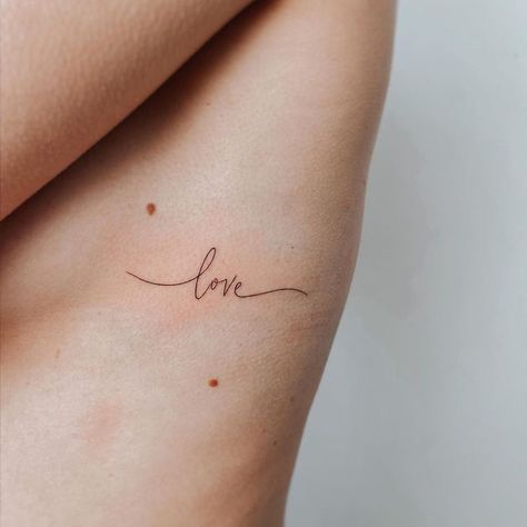 Courage Tattoos, Rib Tattoos For Women, Hidden Tattoos, Quote Tattoos, Writing Tattoos, Petite Tattoos, The Word Love, Stylist Tattoos, Discreet Tattoos