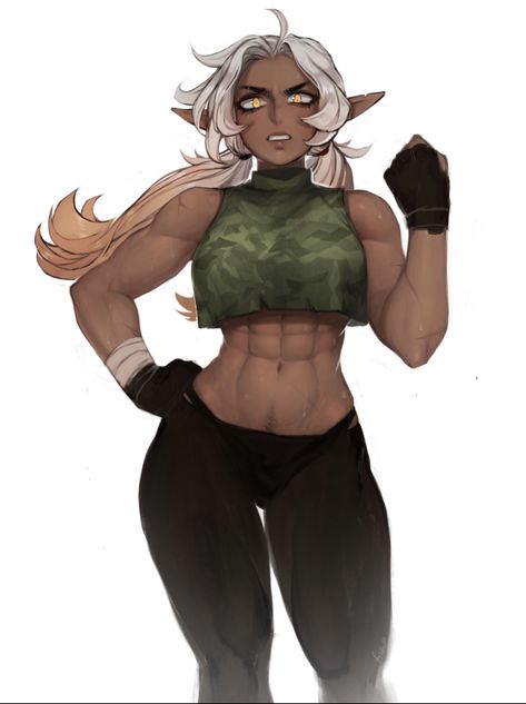 Tomboy Art, Buff Women, 다크 판타지, Black Anime Characters, 판타지 아트, Female Character Design, Monster Girl, Art Reference Poses, Fantasy Character Design