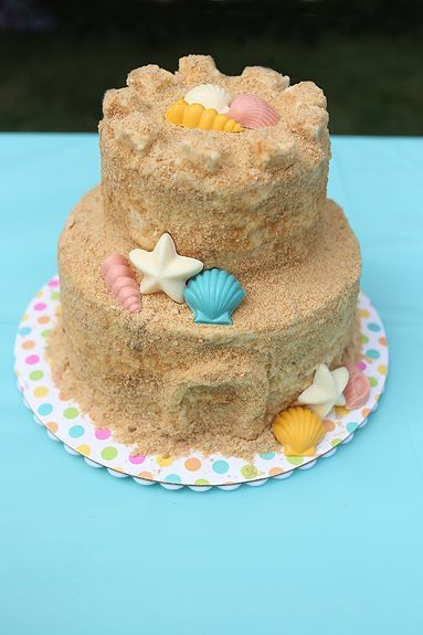 Sandcastle Cake, Beach Theme Birthday Party, Beach Theme Birthday, Beach Birthday Party, Beach Cakes, Fiesta Tropical, Luau Birthday, Beach Themed Party, Beach Birthday