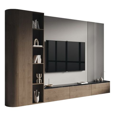 Tv Wall Set 036 Tv Wall Black And Wood, Black And Wood Tv Wall, Tv Unit Design Bedroom, Tv Unit Set, Apartment Tv, Contemporary Tv Stand, Media Consoles, Black Tv Stand, Dressing Table With Chair