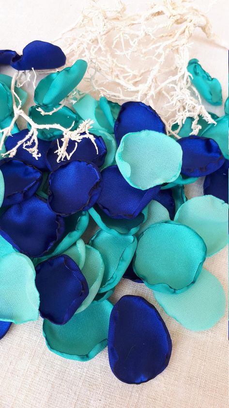 Under the SeaTurquoise Navy Blue Flower Petals Flower | Etsy Blue Flower Petals, Blue Wedding Theme, Petal Toss, Beach Wedding Decorations Reception, Royal Blue Flowers, Aisle Runners, Navy Blue Flowers, Royal Blue Wedding, Blue Themed Wedding