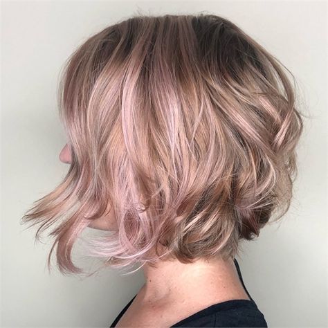 Balayage Hair Rose, Bob Balayage, Brown To Blonde Balayage, Rose Gold Balayage, Lilac Hair, Balayage Hair Dark, Brunette Balayage Hair, Pink Highlights, Balayage Hair Blonde