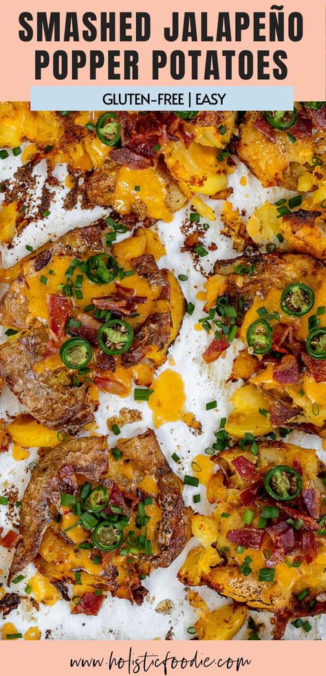 Jalapeno Popper Potatoes, Smashed Potato Skins, Cheesy Jalapeno Potatoes, Jalapeno Popper Mashed Potatoes, Smashed Potatoes Loaded, Jalapeño Popper Smashed Potatoes, Whole 30 Smashed Potatoes, Loaded Smashed Potatoes, Shiitake Bacon