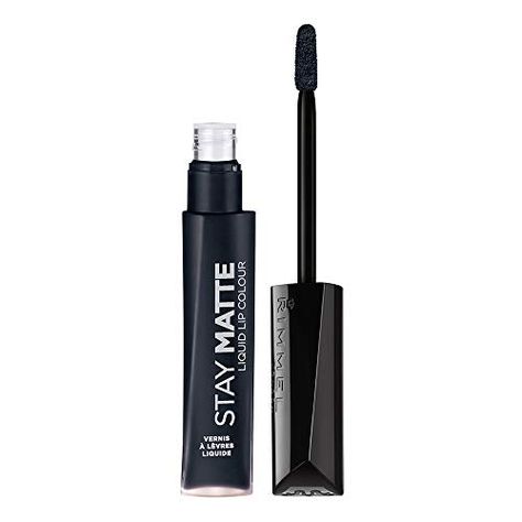 Rimmel Stay Matte Lip Liquid, Pitch Black, 0.21 Fluid Ounce Best Black Lipstick, Black Liquid Lipstick, Rimmel Lipstick, Black Matte Lipstick, Rimmel Stay Matte, Berry Lipstick, Liquid Shadow, Lip Color Lipstick, Glossier Lip Gloss