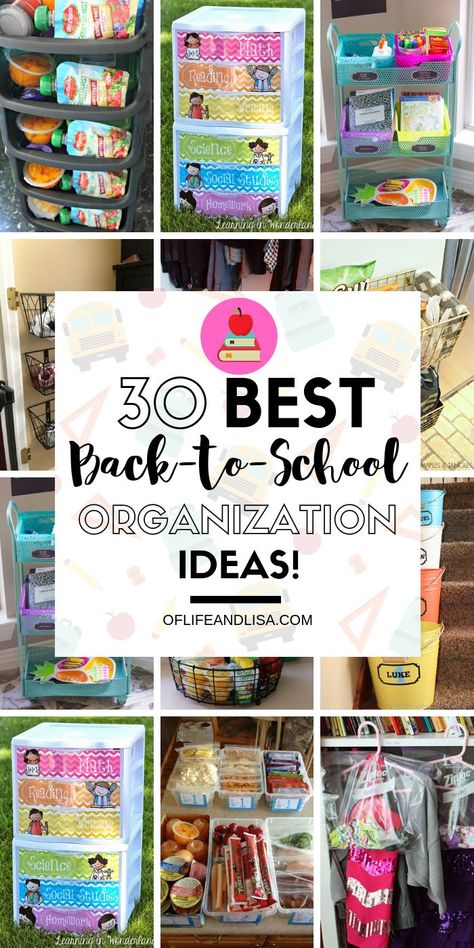 Get organized for school with these DIY organization ideas! #organization #school #backtoschool #kids School Lunch Organization, School Clothes Organization, School Organization Ideas, Escuela Diy, Snack Organizer, Diy Organizer, Back To School Organization, Diy Back To School, Back To School Hacks