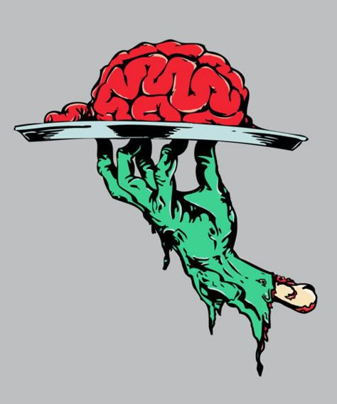 Zombie cuisine Brain Cartoon, Zombie Drawings, Zombie Tattoos, Pop Art Vintage, Zombie Art, Zombie Hand, Six Feet Under, Art And Illustration, Caricatures