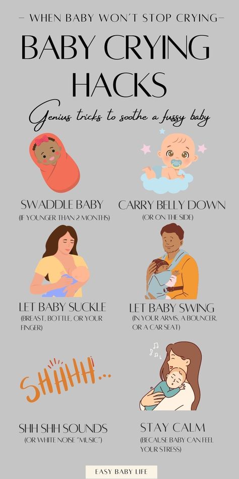 Desperate to know what to do for a crying baby? Try these baby crying hacks right now, and thank me later! :-) These baby tips and mom hacks are perfect for first-time parents to help baby stop screaming. If your newborn baby won't stop crying, has tummy pain or even colic, these are ways to calm your infant. Soothe older babies and over-tired infants, too.  Must-know baby care tips, baby help, baby basics, newborn baby tips, baby advice, new mom tips. What To Do With Newborn, Newborn Hacks Tips, First Time Mom Tips Parenting, Newborn Tips And Tricks, Holistic Baby Care, Infant Hacks, Newborn Tips New Moms, Circumcision Care Newborn, Infant Tips