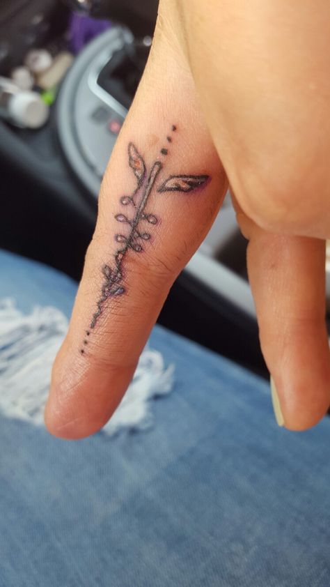 Finger tattoo, unalome/  caduceus combo Floral Caduceus Tattoo, Nurse Finger Tattoo, Caduceus Tattoo Feminine, Rod Of Asclepius Tattoo Feminine, Ems Tattoos Female, Nursing Tattoos For Women, Rod Of Asclepius Tattoo, Veterinary Tattoo, Nurse Tattoo Ideas