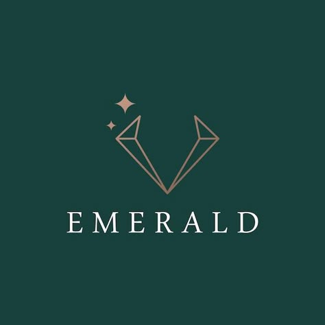 Emerald Logo Ideas, Gemstone Logo Design, Gemstone Graphic Design, Emerald Logo Design, Emerald Logo, Gemstone Logo, Aaa Logo, Bride Cartoon, Gem Logo