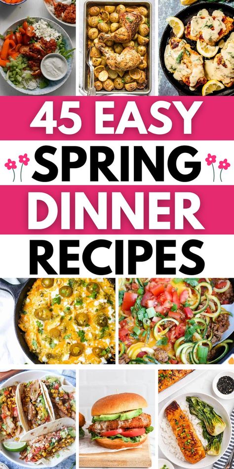 spring flavors Simple Weekday Dinners, Spring Meals Healthy Easy Recipes, Spring Dinner Party Menu Ideas, Spring Lunch Ideas, Easy Spring Dinner Recipes, Easy Spring Meals, Spring Food Recipes, Spring Meals Dinners, Dinner Recipes Weeknight