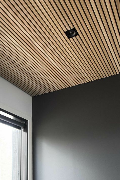 Wood Slat Ceiling, Office Shelving, Timber Ceiling, Wooden Ceiling, Basement Ceiling, Kitchen Ceiling, 아파트 인테리어, Wooden Ceilings, Blue Home Decor