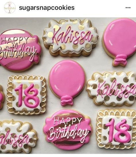 18th birthday cookies 18th Birthday Cookie Ideas, 13th Birthday Cookies Decorated, Croc Cookies, 18th Birthday Cookies Decorated, Sweet 16 Sugar Cookies, 18th Birthday Cookies, Sweet 16 Cookies, Birthday Cookie Ideas, Cookie Flooding