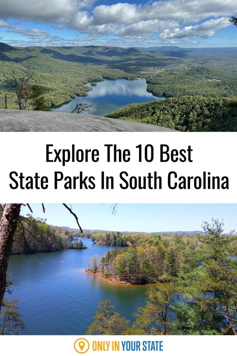 These 10 beautiful state parks in South Carolina have the best hiking trails, including beginner and family-friendly hikes. Enjoy amazing views! Hikes In South Carolina, Fort Jackson South Carolina Us Army, South Carolina State Parks, Best State Parks In America, South Carolina Living, South Carolina Hiking, Jones Gap State Park, Sc State Parks, Hunting Club