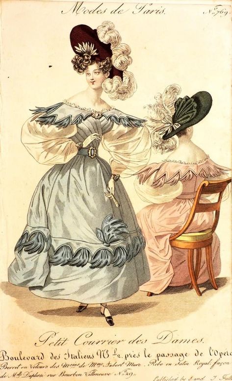 19th Century French Fashion, 1830s Fashion, 19th Century Clothing, Regency Fashion, History Fashion, Fashion Plates, French Fashion, Fashion Collection, 19th Century