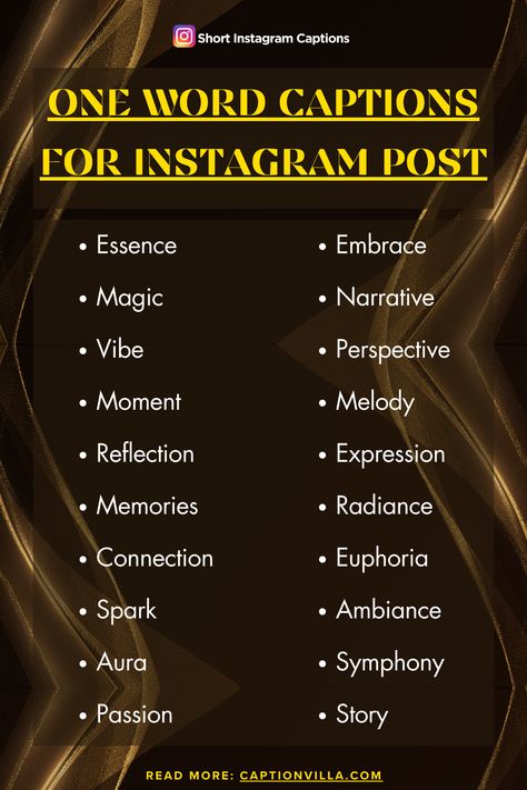 One Word Captions for Instagram Posts: Simplicity Speaks Volumes Morning One Word Caption, Single Word Captions For Instagram, Single Word Captions, One Word Captions For Instagram, Word Captions, Word Captions For Instagram, One Word Captions, One Word Caption, Captions For Instagram Posts