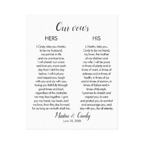 $145.15 | Wedding Vows #wedding, vows, canvas, print, wedding vows, canvas print, anniversary gift, anniversary, wedding vows gift, wedding vows print Simple Wedding Vows, Wedding Vows Canvas, Romantic Wedding Vows, Vows Quotes, Vow Examples, Best Wedding Vows, Wedding Vows Examples, Wedding Vows To Husband, Marriage Vows