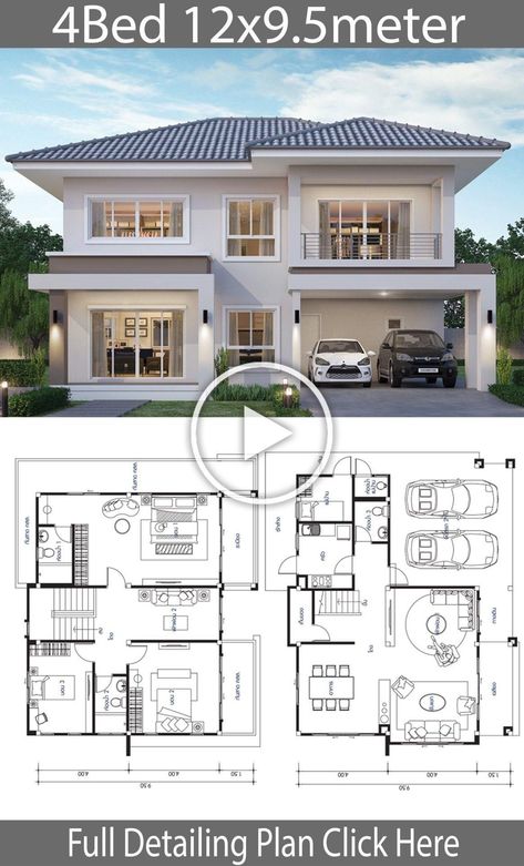 Diy Tiny House Plans, New Model House, Villa Tugendhat, Küchen In U Form, Home Map Design, 4 Bedroom House Designs, Bungalow Floor Plans, Affordable House Plans, Duplex Design