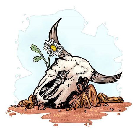 Aaand back to our usual programming xD A small spot illustration. #art #artistfae #ox-eyedaisy #daisy #skull #desert #bone #flower http://bit.ly/2M3rk1C Cow Skull Illustration, Desert Skull, Spot Illustration, Desert Safari, Skull Illustration, Skull Drawing, Bull Skulls, Cow Skull, Ox