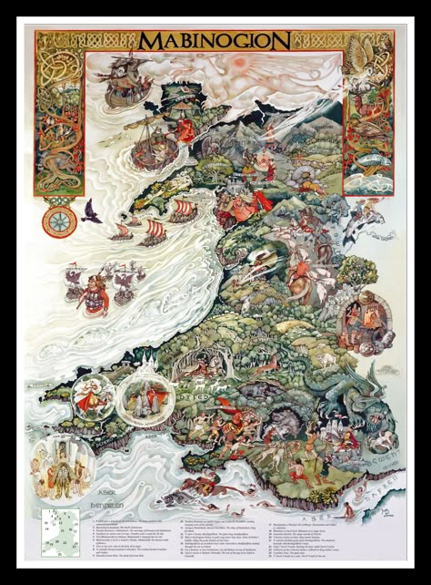 Wonderfully Illustrated Map of the Welsh book of myths and stories, THE MABINOGION Map Of Wales, Welsh Mythology, Welsh Culture, Wales Map, Celtic Myth, Welsh Language, Welsh Gifts, Arthurian Legend, Welsh Dragon