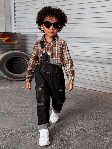 Black Casual Collar Sleeveless Denim Plain Overall Embellished Non-Stretch  Toddler Boys Clothing Toddler Boy Summer Outfits, Dungaree Outfit, Toddler Boy Summer, Black Kids Fashion, Picture Day Outfits, Baby Boy Swag, Winter Fashion Outfits Casual